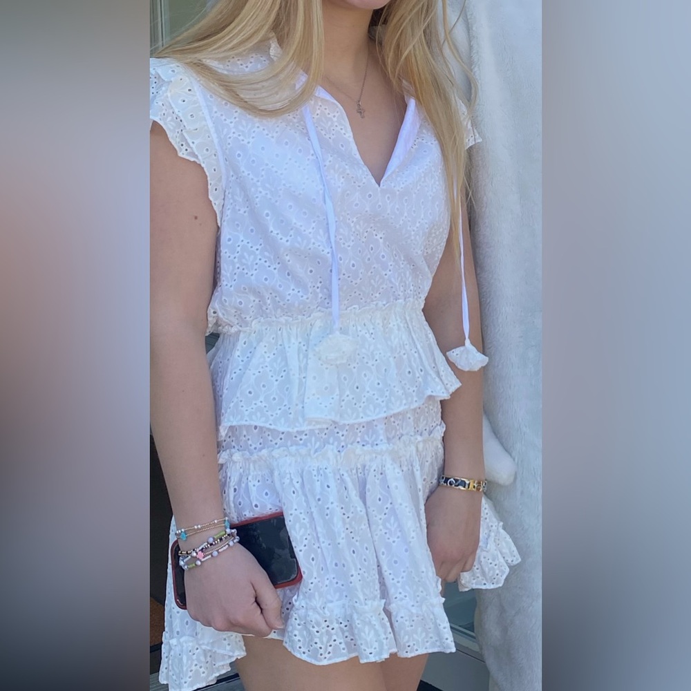 Misa White Eyelet Mini Dress